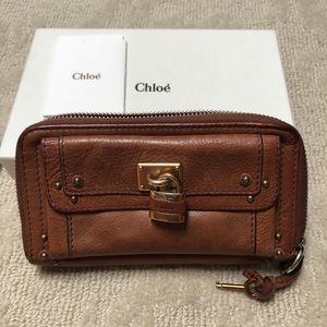 Chloe padlock brown leather wallet